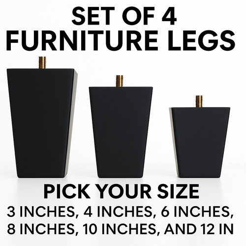 Black square furniture legs - black,